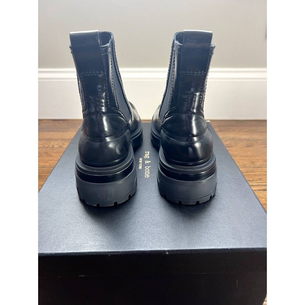 NIB Rag & Bone Shaye Platform Chelsea Bootie Polished Leather Black Size 8 - Picture 3 of 9